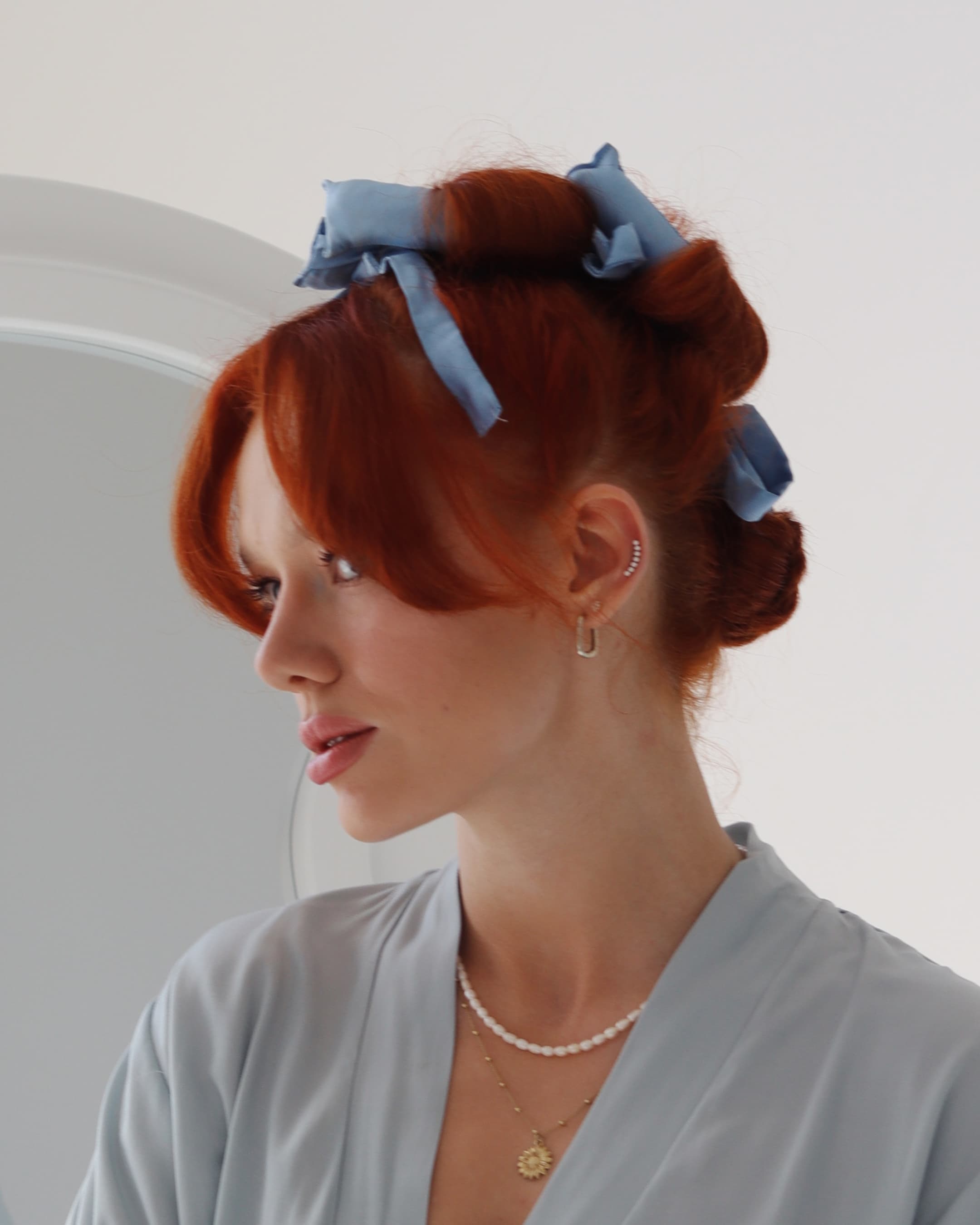 Papiloty jedwabne Mexmo - Baby Blue 3 szt.